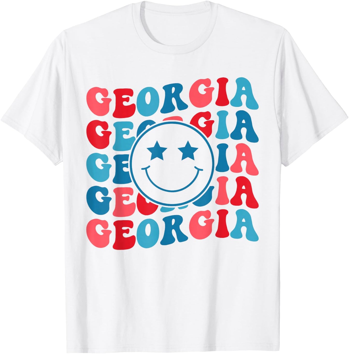 Retro Groovy Georgia Girl Georgia Proud American Flag T-Shirt - T-Shirt | White