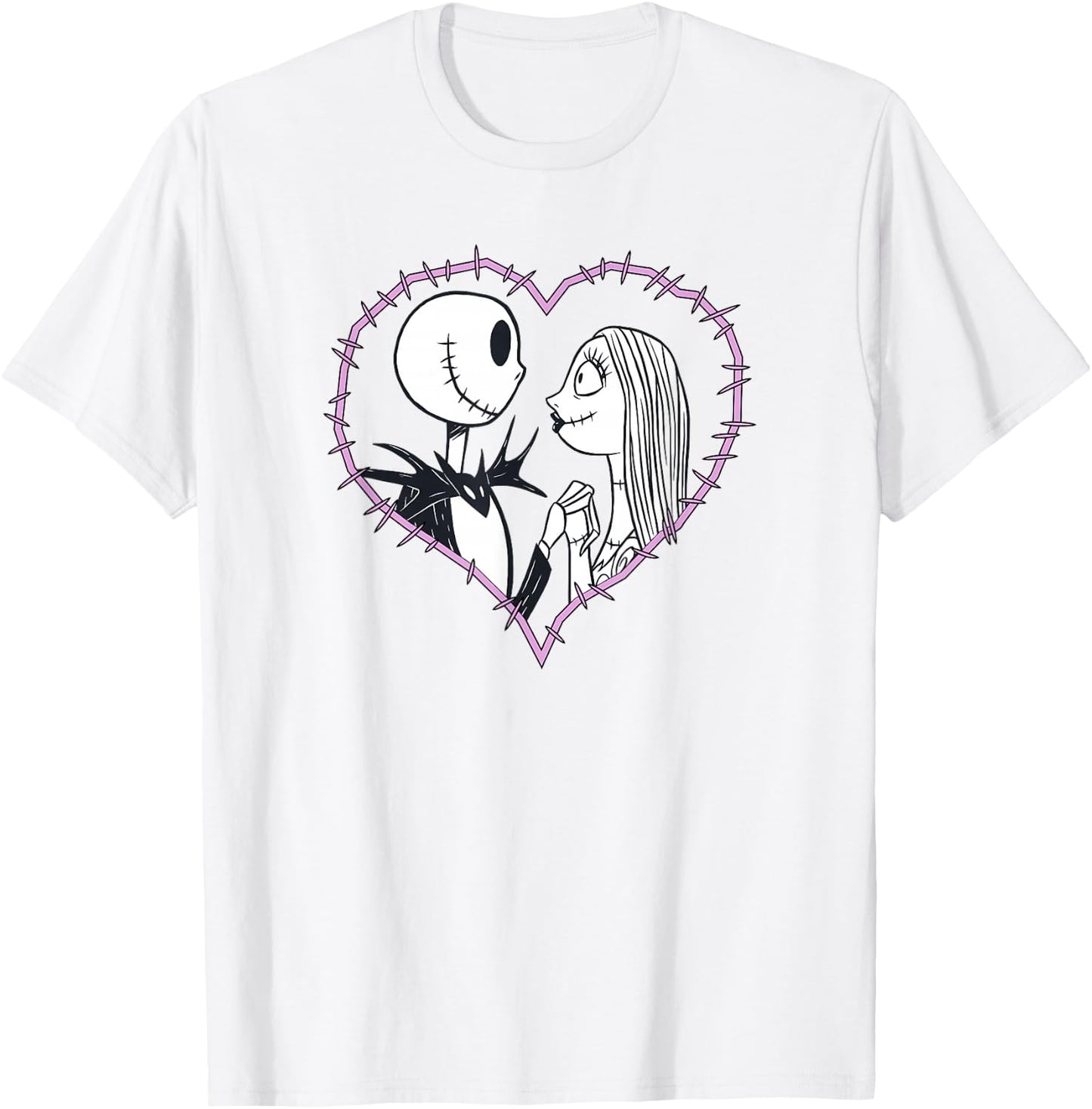 Disney The Nightmare Before Christmas Jack & Sally Heart T-Shirt - T-Shirt | White