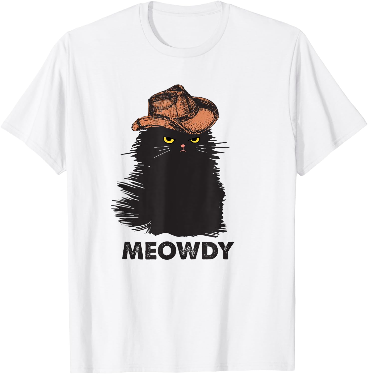 Meowdy Black cat shirts for girls, Meow and Howdy Meow Cat T-Shirt - T-Shirt | White