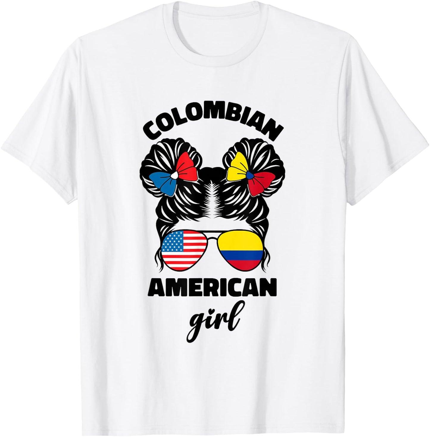 Half American and Colombian USA Colombia Flag Kids Girls T-Shirt - T-Shirt | White