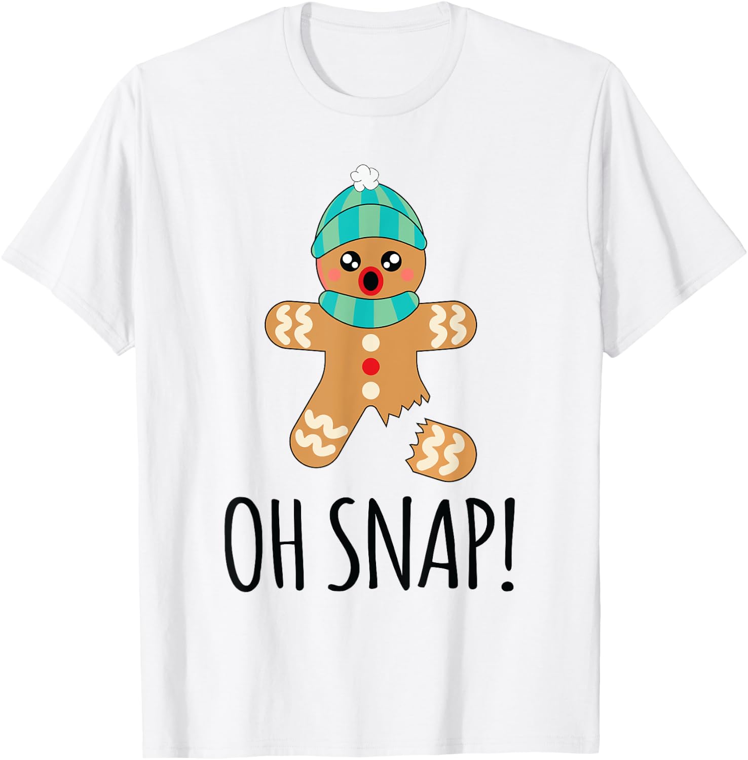Oh Snap Shirt Women Men Kids Funny Gingerbread Man Christmas T-Shirt - T-Shirt | White