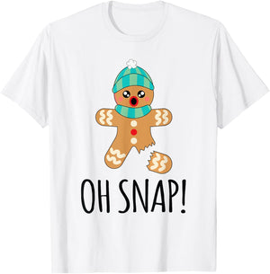 Oh Snap Shirt Women Men Kids Funny Gingerbread Man Christmas T-Shirt - T-Shirt | White
