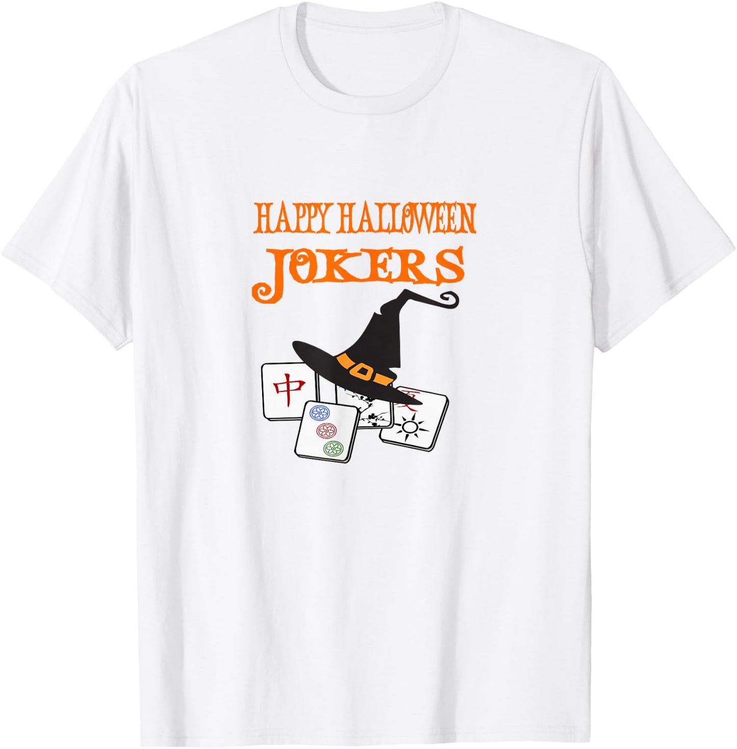 Funny Mahjong Happy Halloween Jokers Tile Game T-Shirt - T-Shirt | White