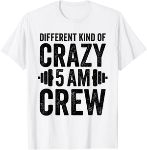 Workout Squad 5AM Crew Funny Gym Quote T-Shirt - T-Shirt | White