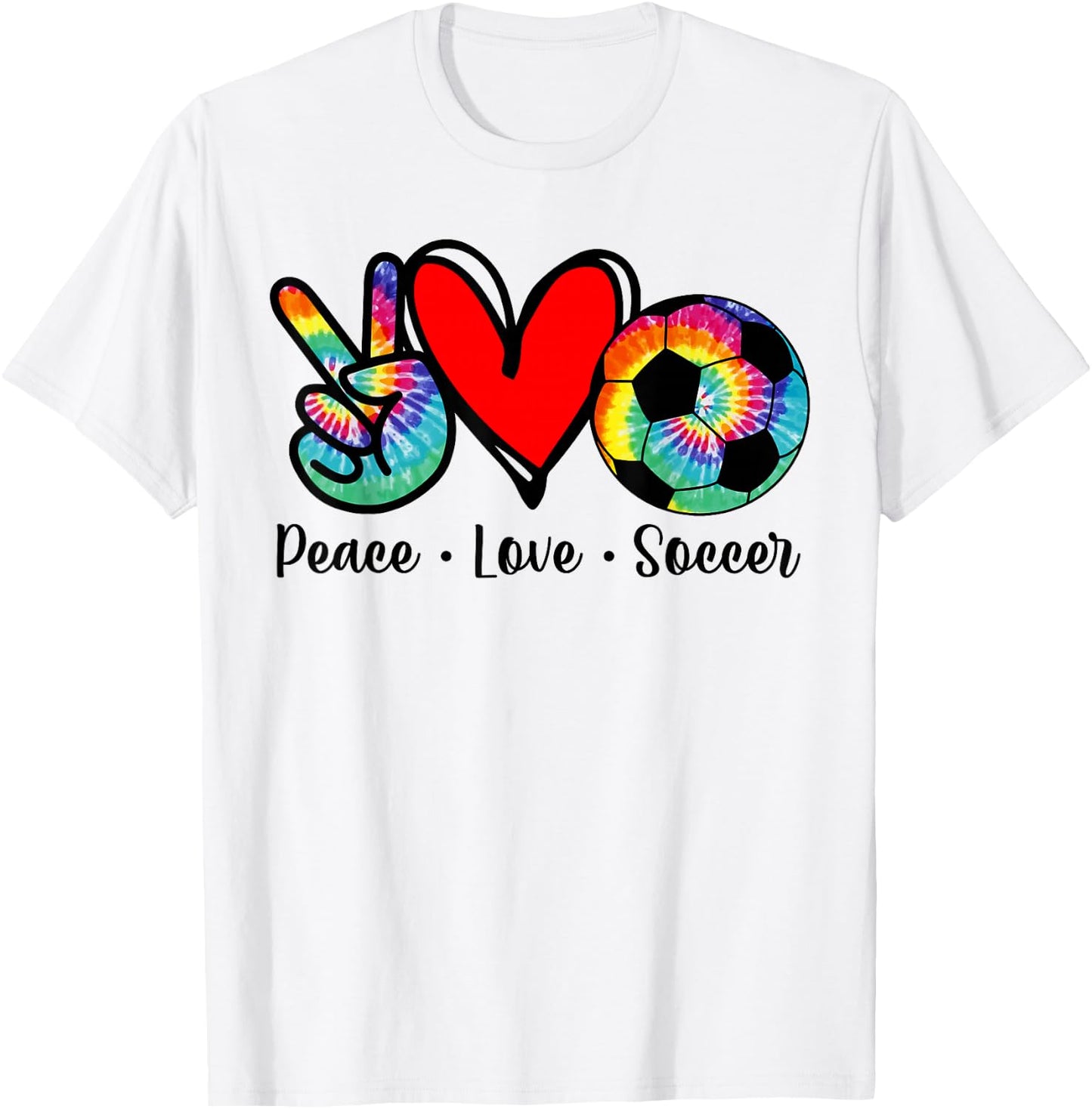 Peace Love Soccer Tie Dye Design Women Teen Girls Toddler T-Shirt - T-Shirt | White