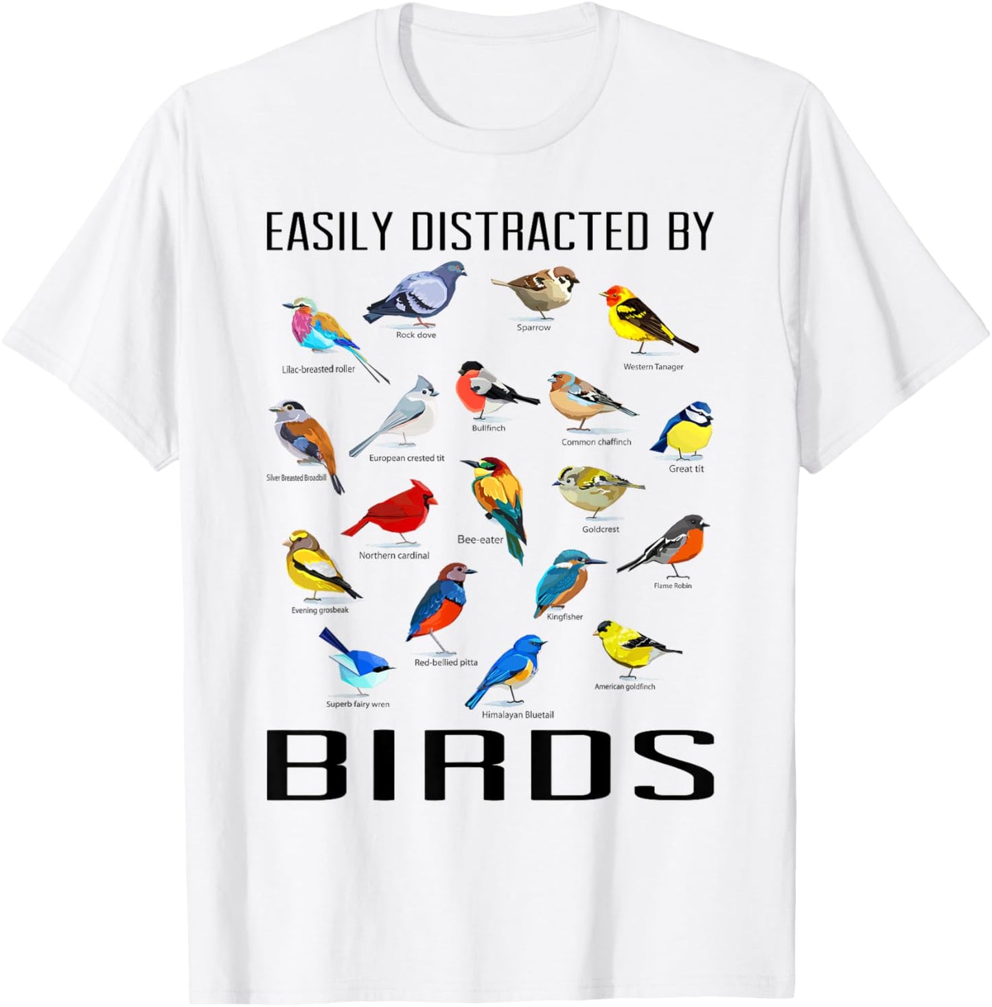 Funny Bird Gifts For Birding Lovers Easily Distracted By Birds / Birdwatching Lover Birdwatcher -Adults Grey Small T-Shirt - T-Shirt | White