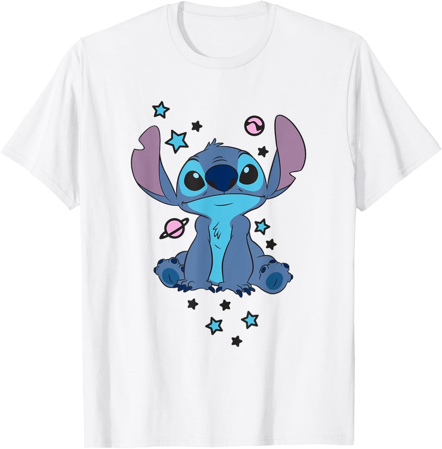Disney Lilo & Stitch Stars & Planets Cute Stitch Portrait T-Shirt - T-Shirt | White