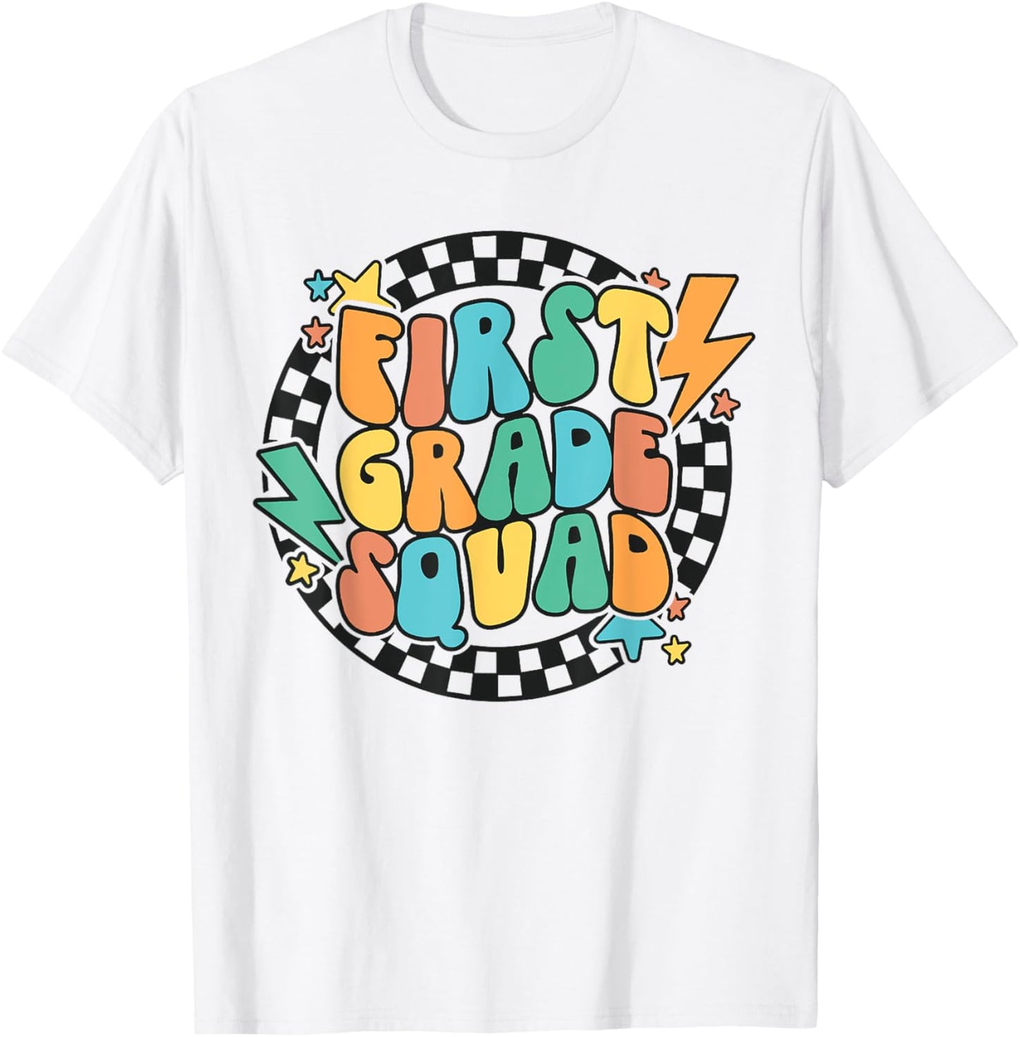 Back To School Groovy Teacher 1st First Grade Crew Squad T-Shirt - T-Shirt | White