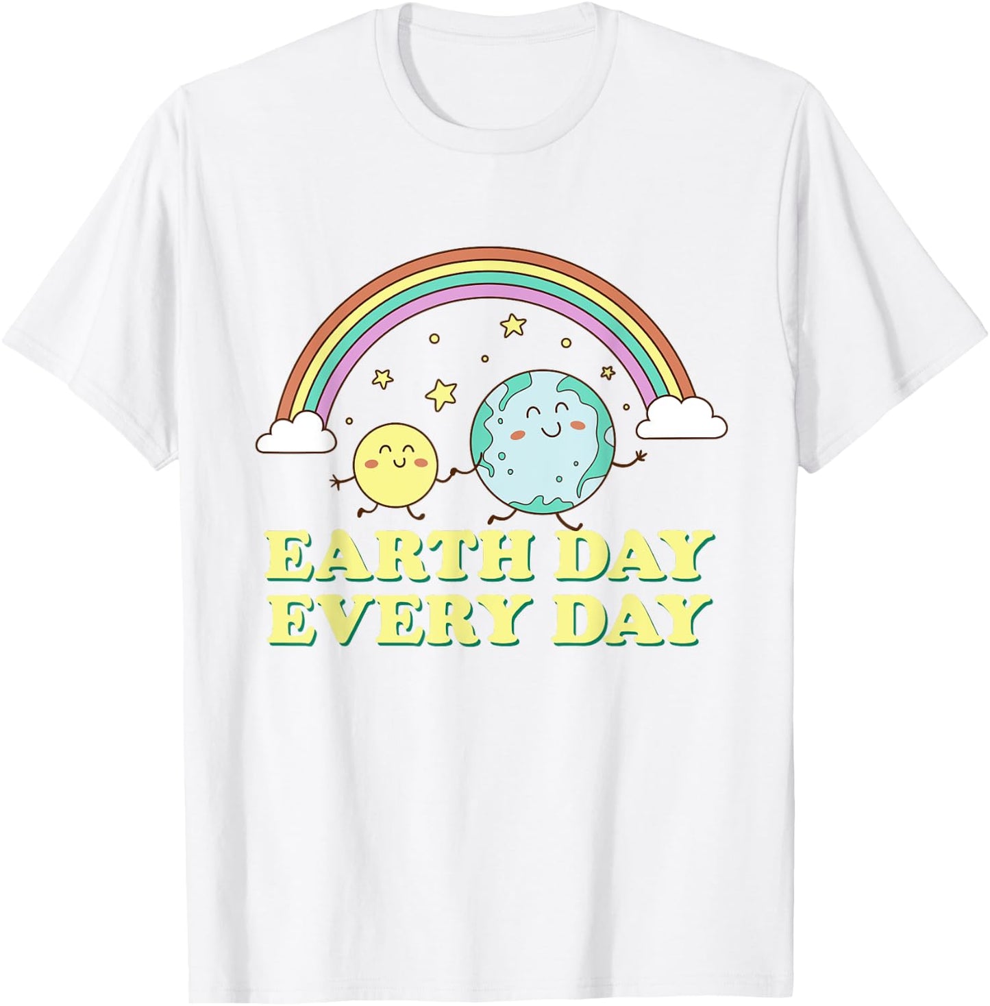 Proud Earth Day Earth Day Every Day Rainbow Globe Save the Planet , Green T-Shirt - T-Shirt | White