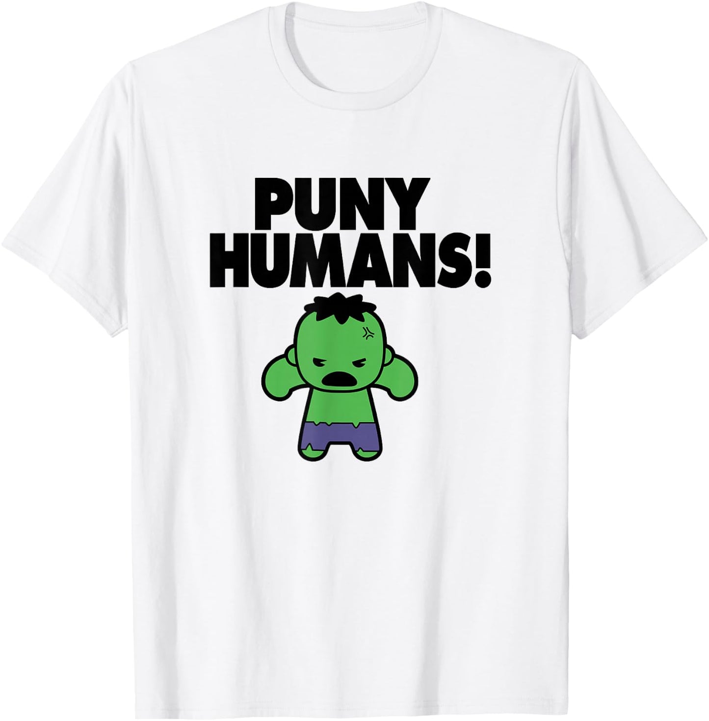 Marvel Kawaii Puny Humans! Angry Chibi Hulk Portrait T-Shirt - T-Shirt | White
