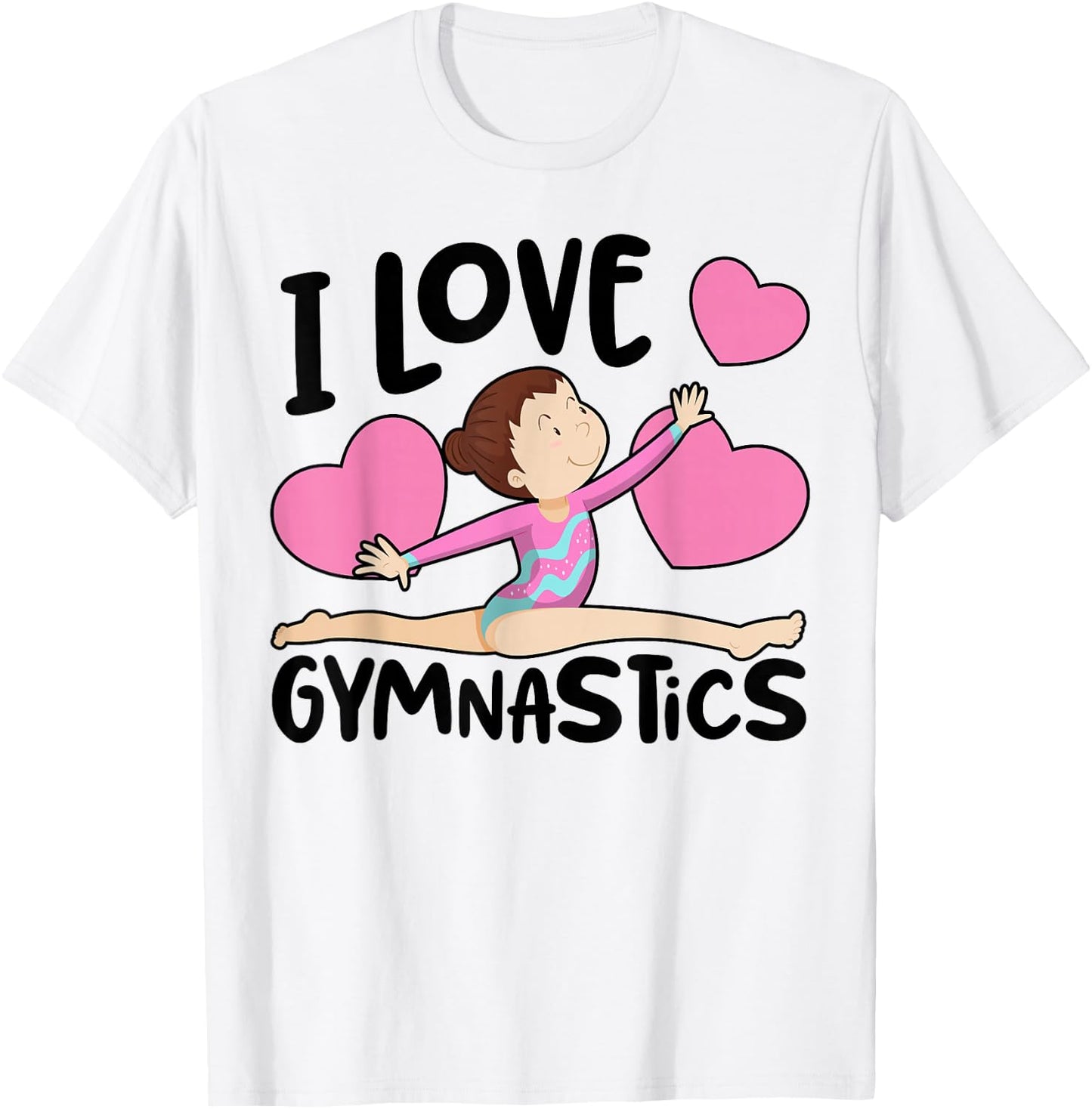 I Love Gymnastics Sports Gymnast Girls Women Cute Heart T-Shirt - T-Shirt | White