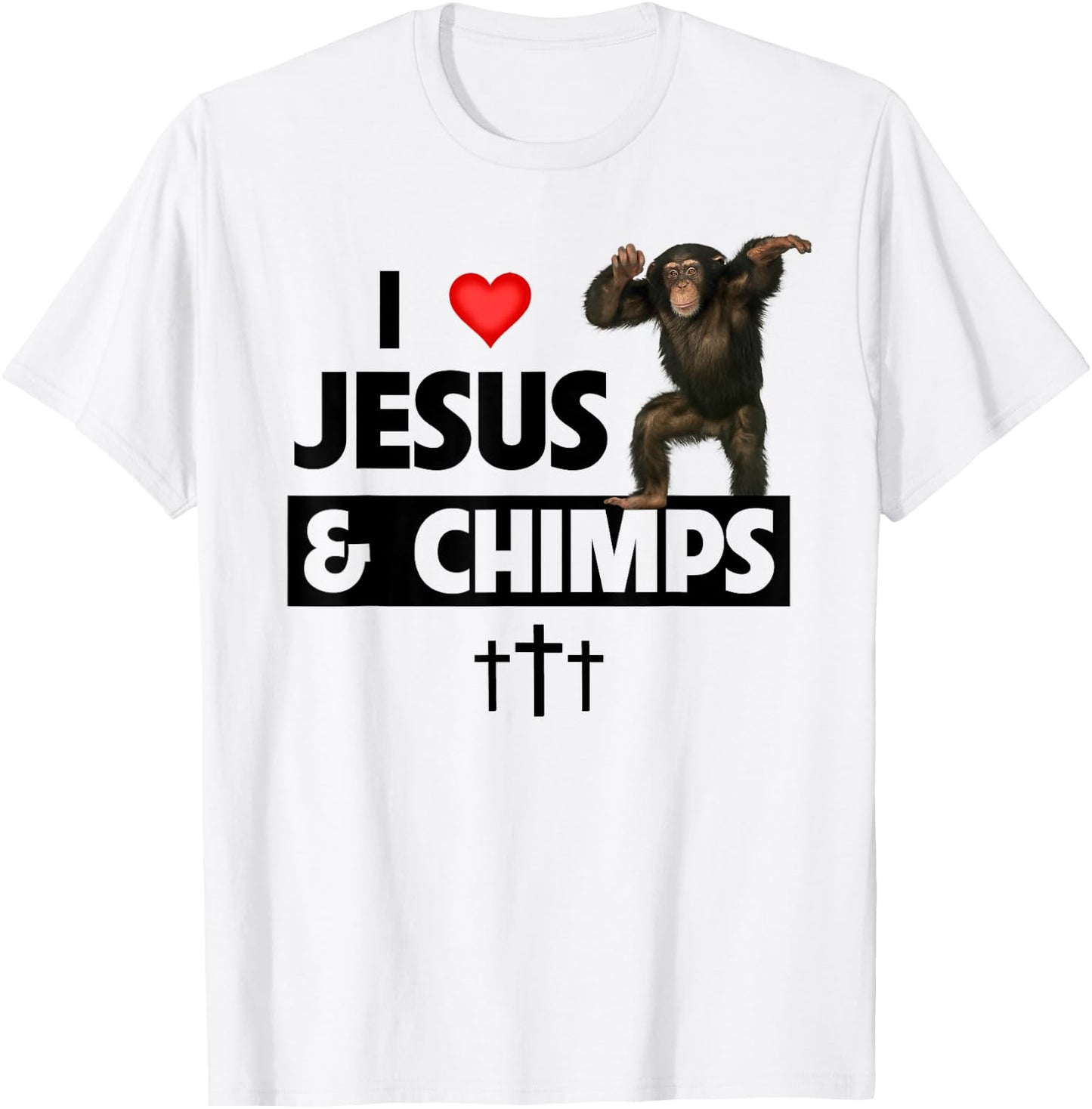 I Love Jesus and Chimps Christian Chimpanzee Monkey Lovers T-Shirt - T-Shirt | White