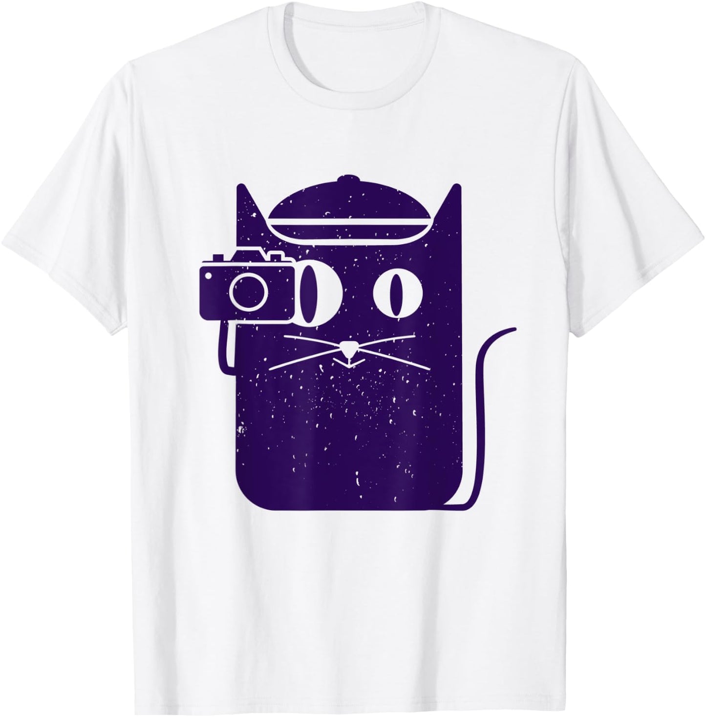 Camera Cat Funny Cute Kawaii Photography Photographer Men Women Kids T-Shirt - T-Shirt | White