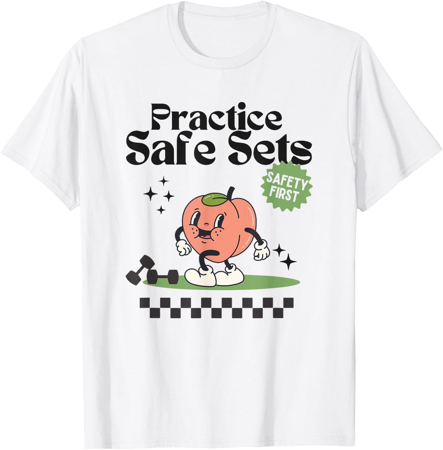 Practice Safe Set Funny Gym Weightlifting Cover T-Shirt - T-Shirt | White