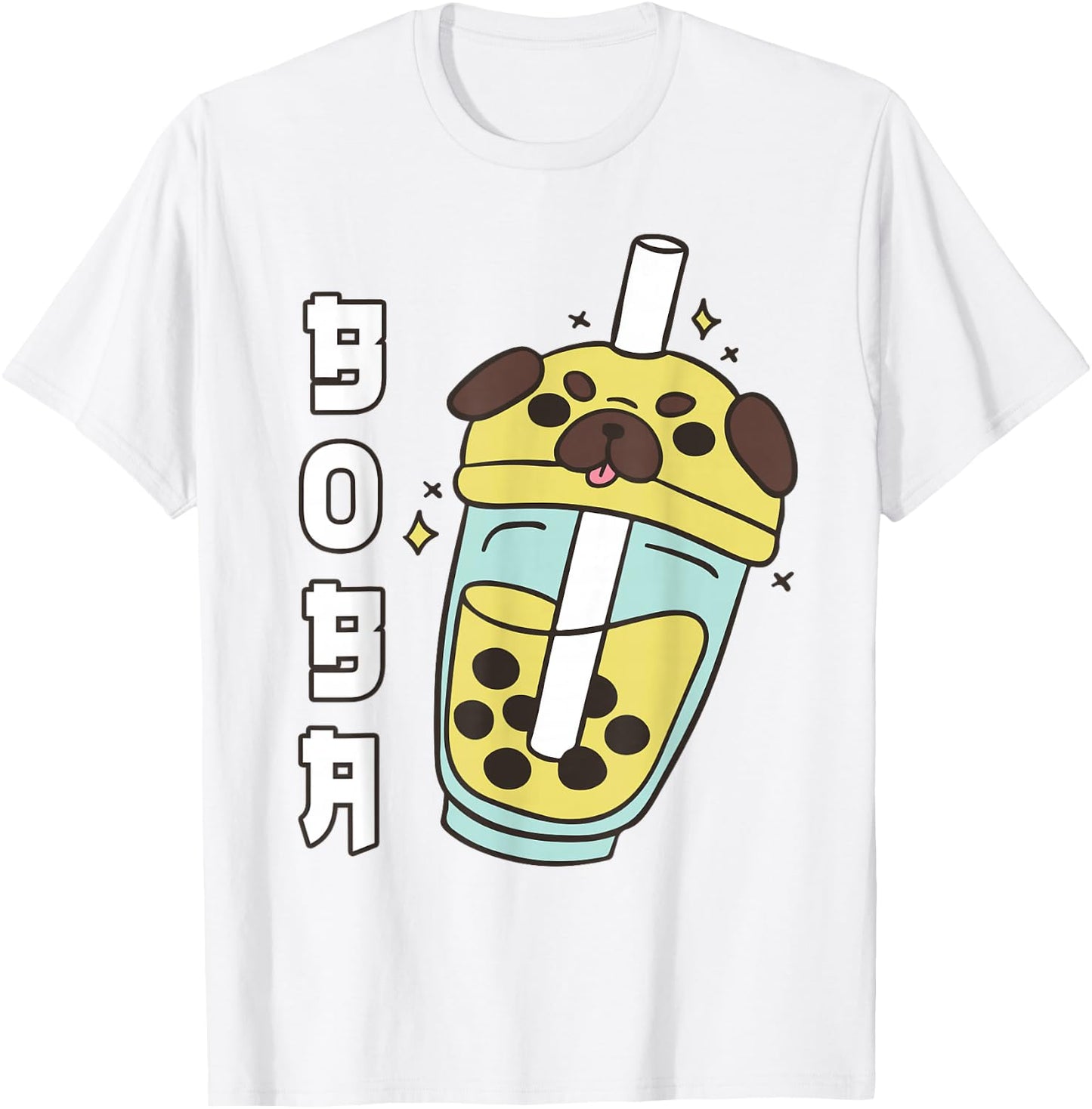 Cute Pug Boba Tea Toddler Girl Kid Dog Mom Lover Gift Kawaii T-Shirt - T-Shirt | White