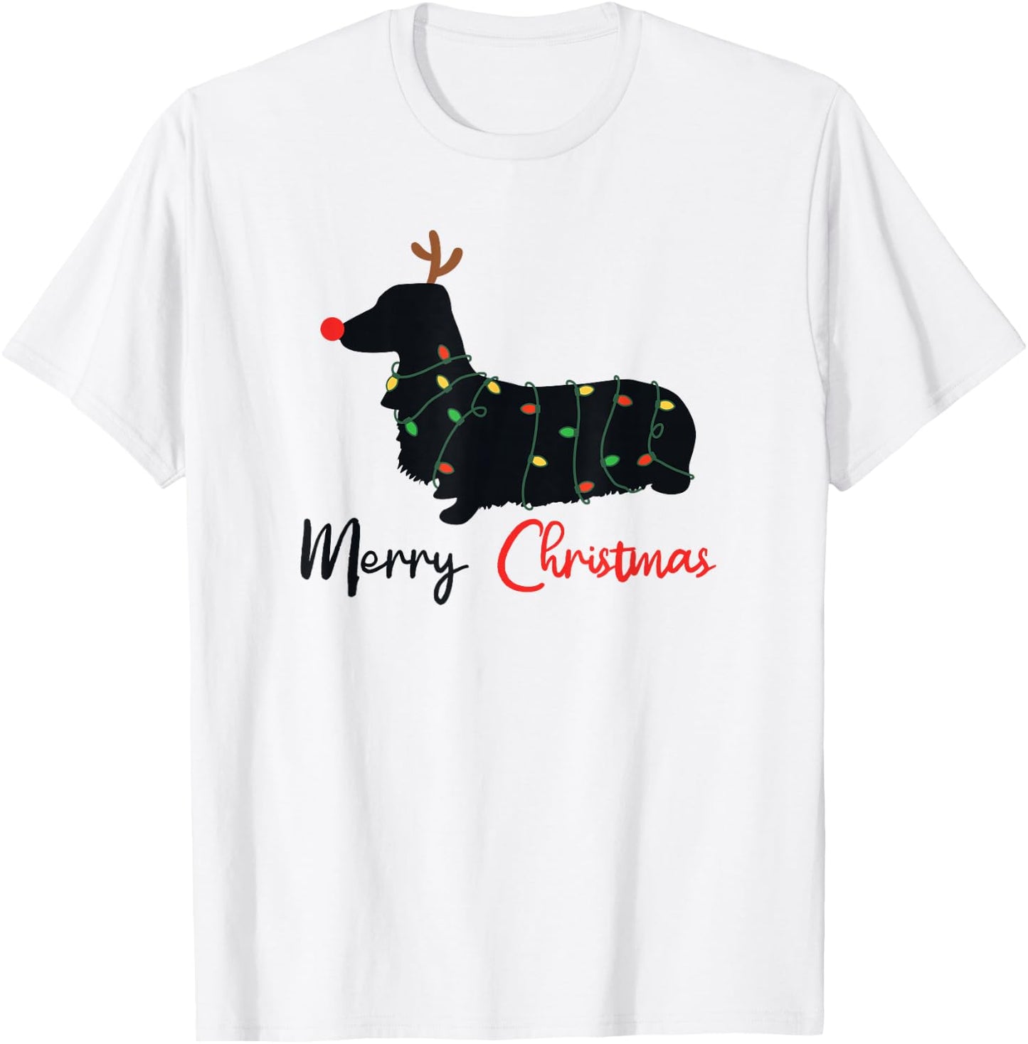 Dachshund Merry Christmas Winter Dogs Christmas T-Shirt - T-Shirt | White