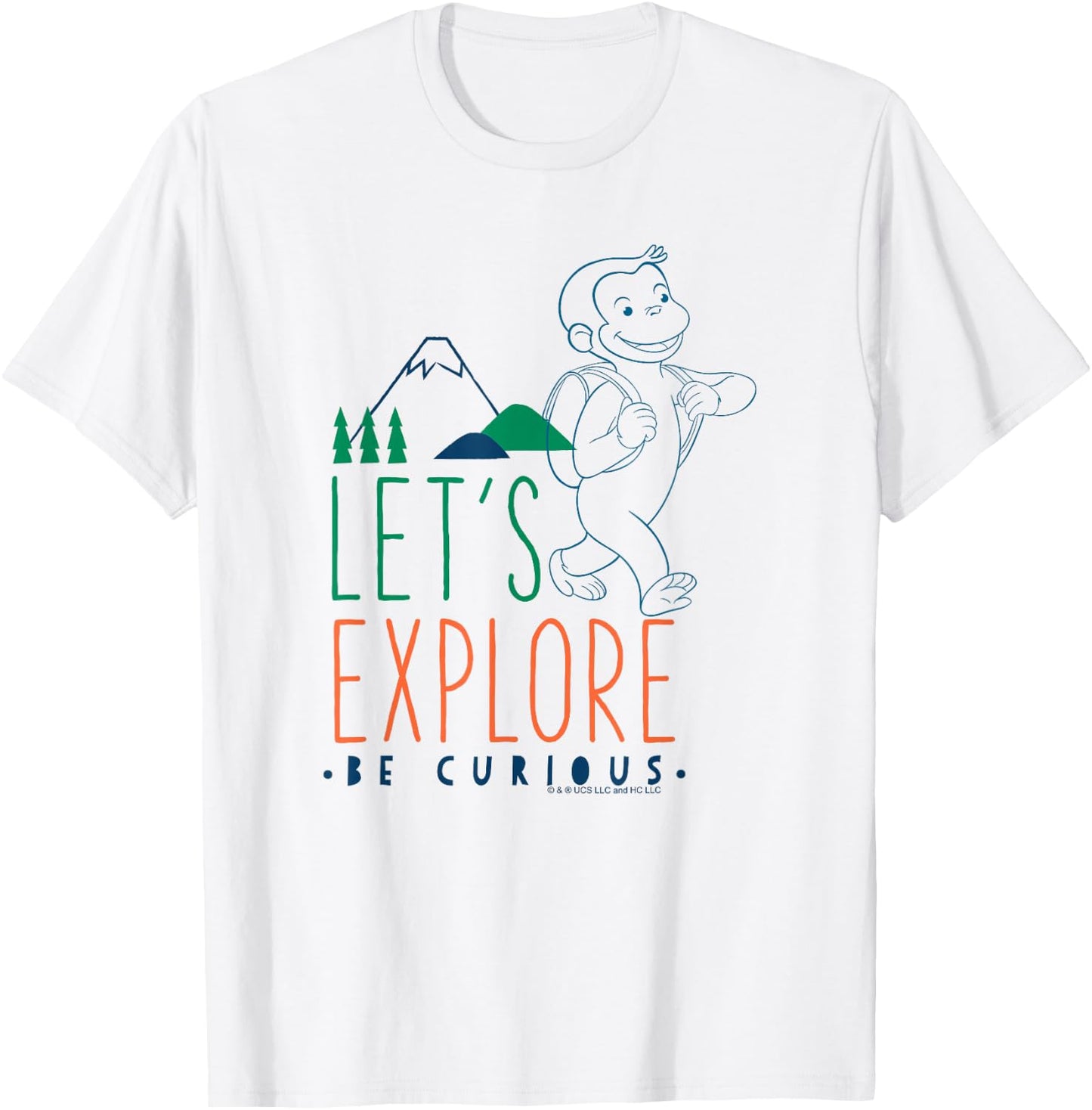 Curious George Let's Explore George Hiking Poster T-Shirt - T-Shirt | White
