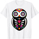Dia de los Muertos Night Owl Sugar Skull Mexican Halloween T-Shirt - T-Shirt | White