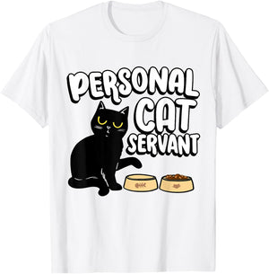 Introvert Cat Animal Lover Pet Owner Groomer Personal Cat Servant Cat Food Eater Funny Fur Kitten -Adults, Kids Blue Animal Print Short Sleeve T-Shirt - T-Shirt | White