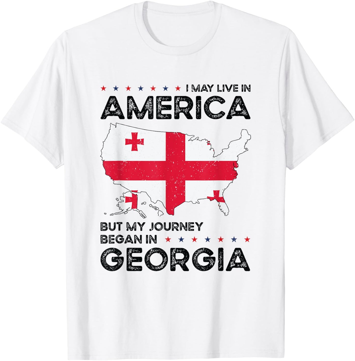Georgian American Patriot USA Grown Georgia US Flag T-Shirt - T-Shirt | White