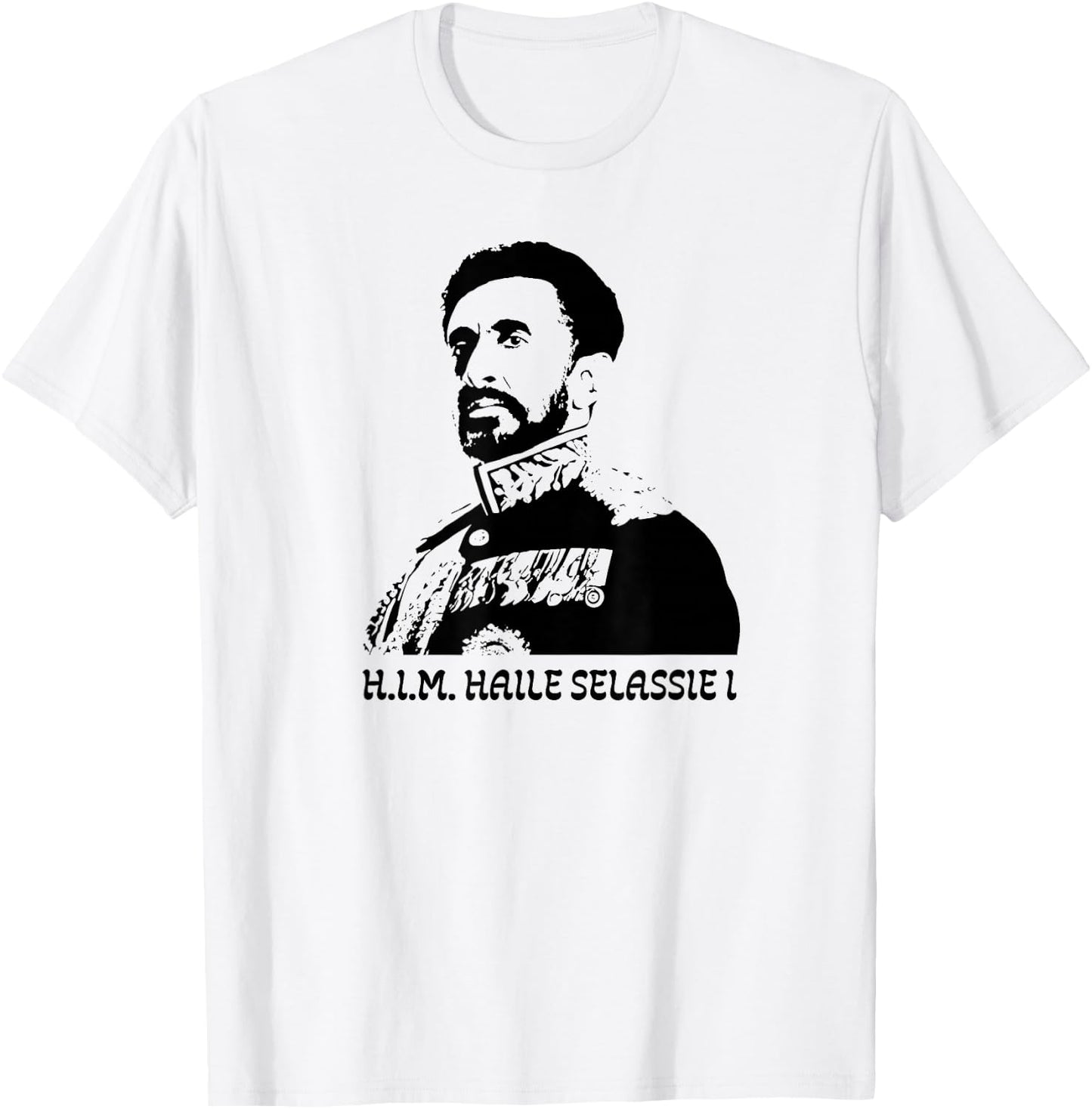 Emperor Haile Selassie Art Ethiopia Ras Tafari Reggae Rasta T-Shirt - T-Shirt | White