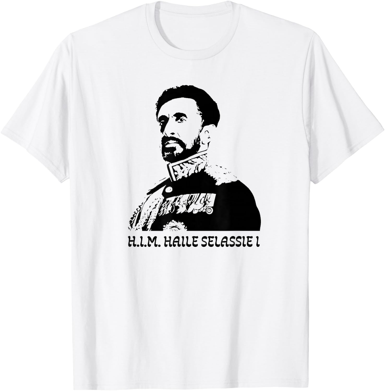 Emperor Haile Selassie Art Ethiopia Ras Tafari Reggae Rasta T-Shirt - T-Shirt | White