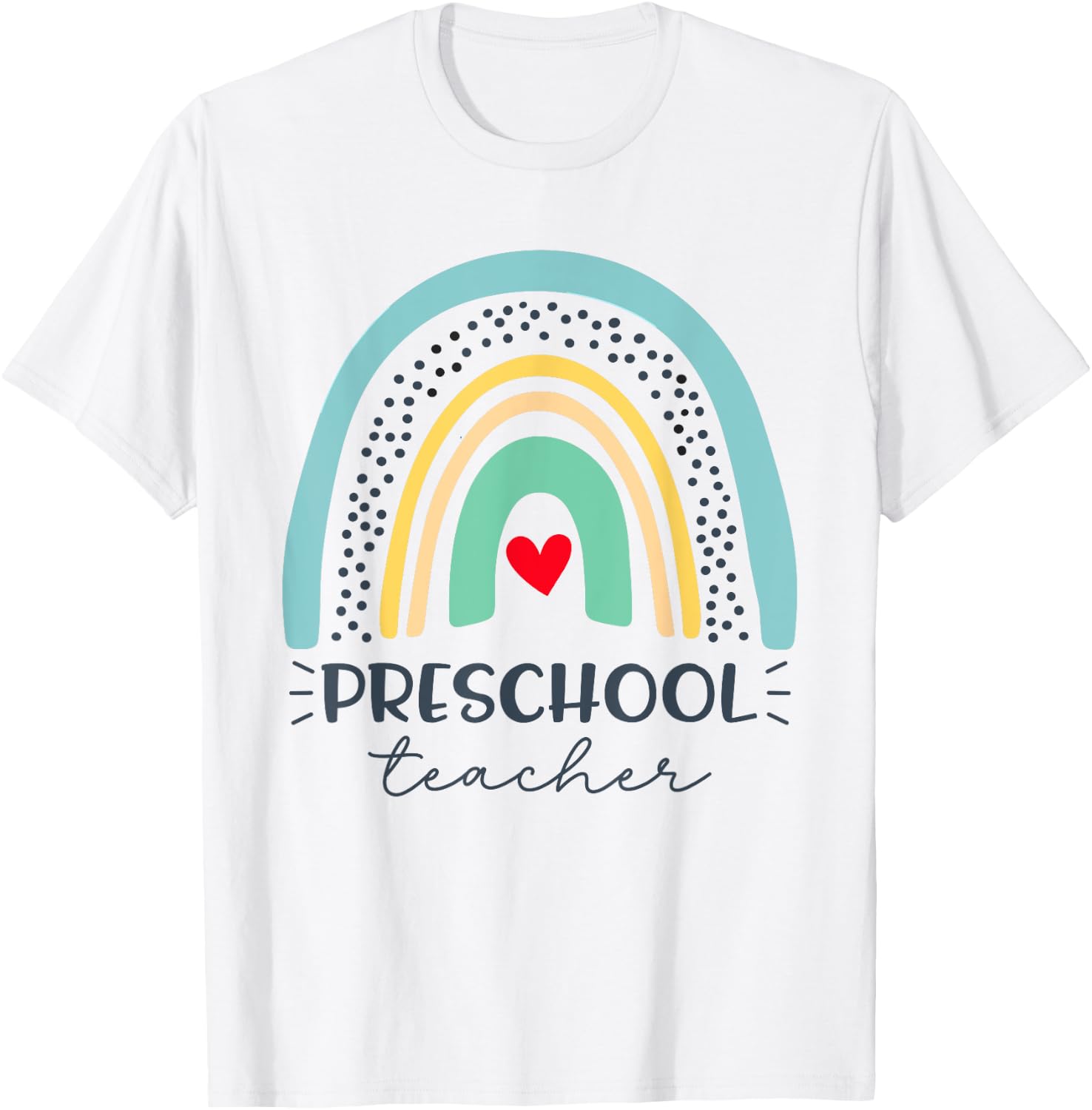 Preschool Teacher Boho Rainbow kindergarten Teacher T-Shirt - T-Shirt | White
