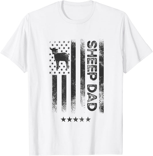 USA American Flag - Sheep Dad Women Men T-Shirt - T-Shirt | White