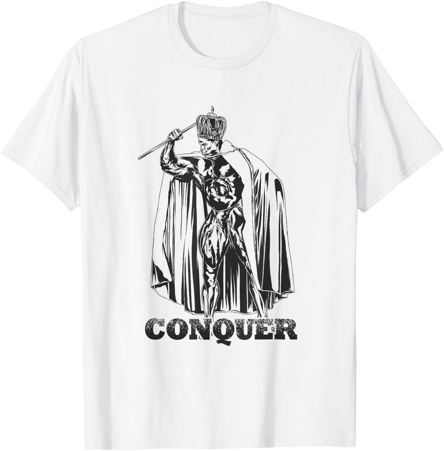 Bodybuilding Gym Workout Lift Motivational Gifts Conquer, Ronnie Coleman Mr. Olympia -Adults Grey Small Classic Fit Short Sleeve T-Shirt - T-Shirt | White