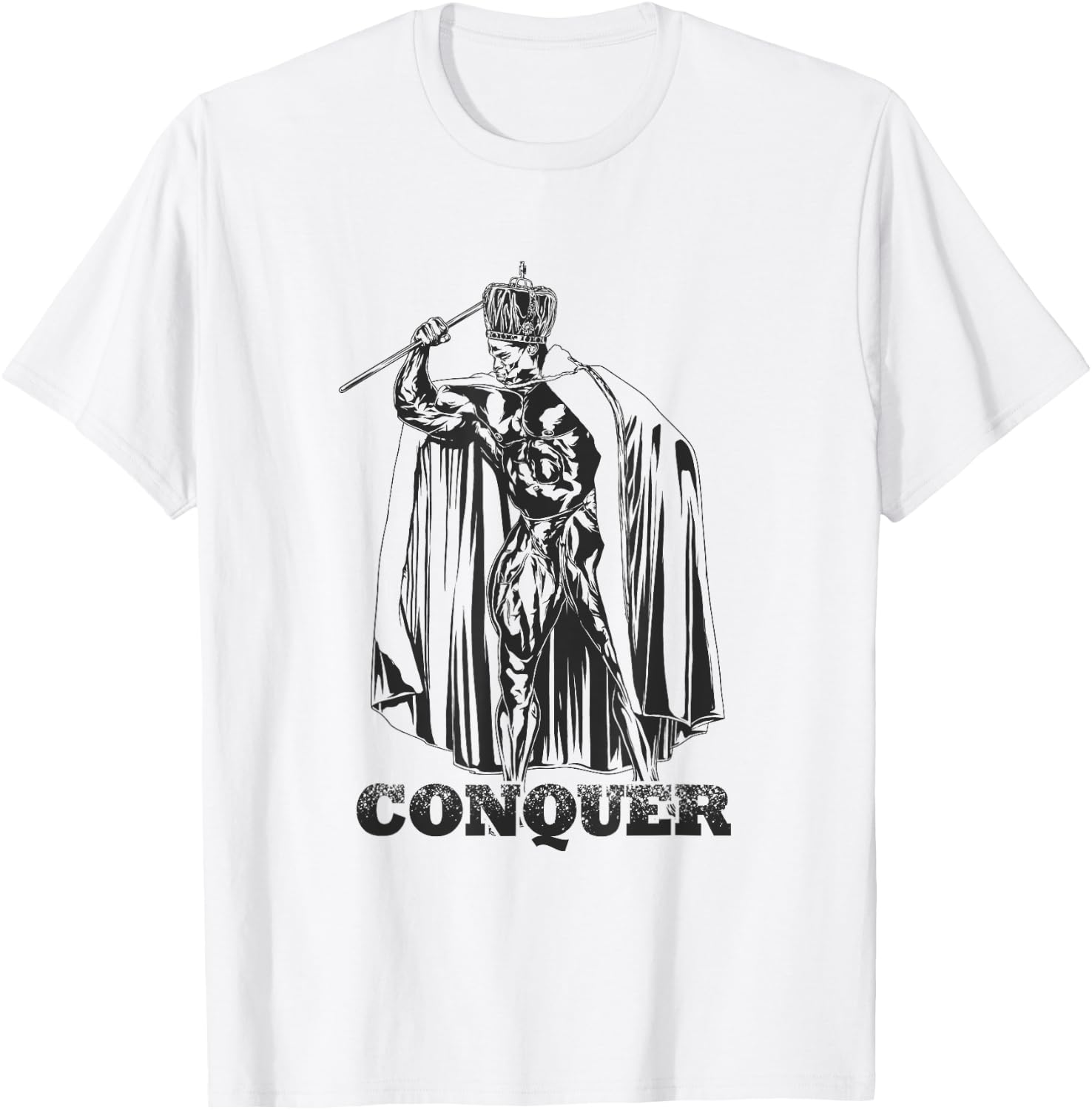 Bodybuilding Gym Workout Lift Motivational Gifts Conquer, Ronnie Coleman Mr. Olympia -Adults Grey Small Classic Fit Short Sleeve T-Shirt - T-Shirt | White