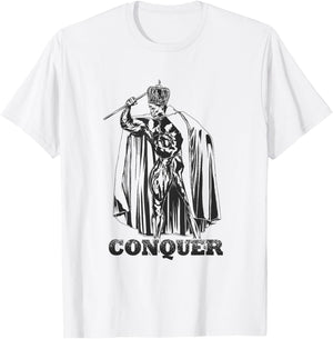 Bodybuilding Gym Workout Lift Motivational Gifts Conquer, Ronnie Coleman Mr. Olympia -Adults Grey Small Classic Fit Short Sleeve T-Shirt - T-Shirt | White