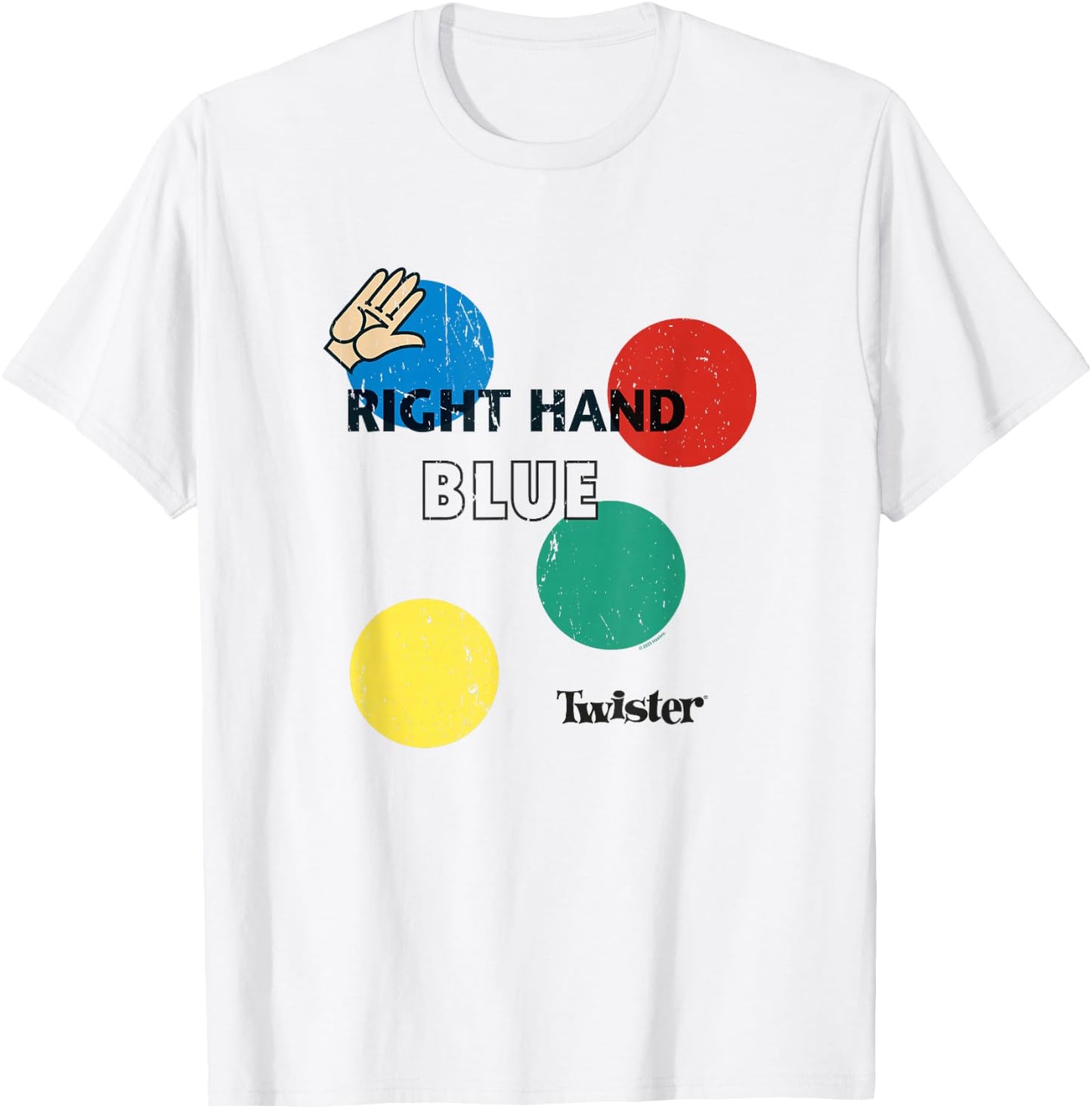 Twister Vintage Retro Distressed Right Hand Blue Game Logo T-Shirt - T-Shirt | White