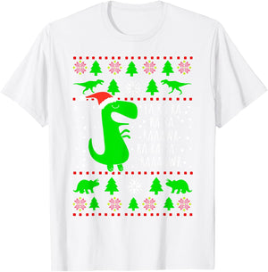 Dinosaur Ugly Christmas Sweater Fa Ra Rawr Family Kids Boys T-Shirt - T-Shirt | White