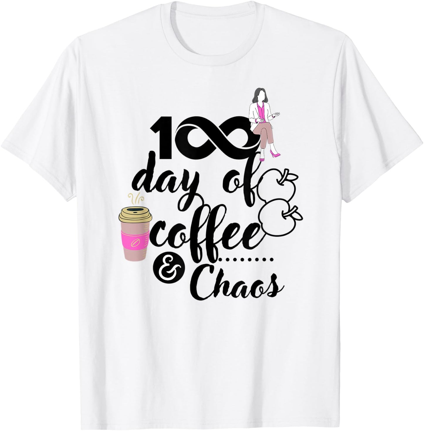 This Teacher Has Been Running On Coffee And Chaos 100 Days Women Kids T-Shirt - T-Shirt | White