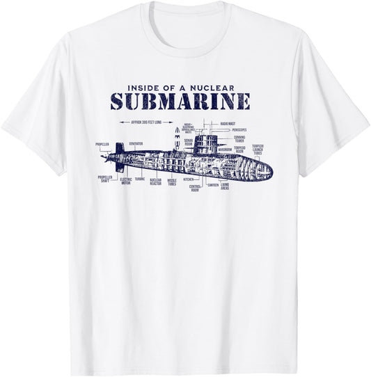 Inside of a Nuclear Submarine Military Technology Submarine T-Shirt - T-Shirt | White