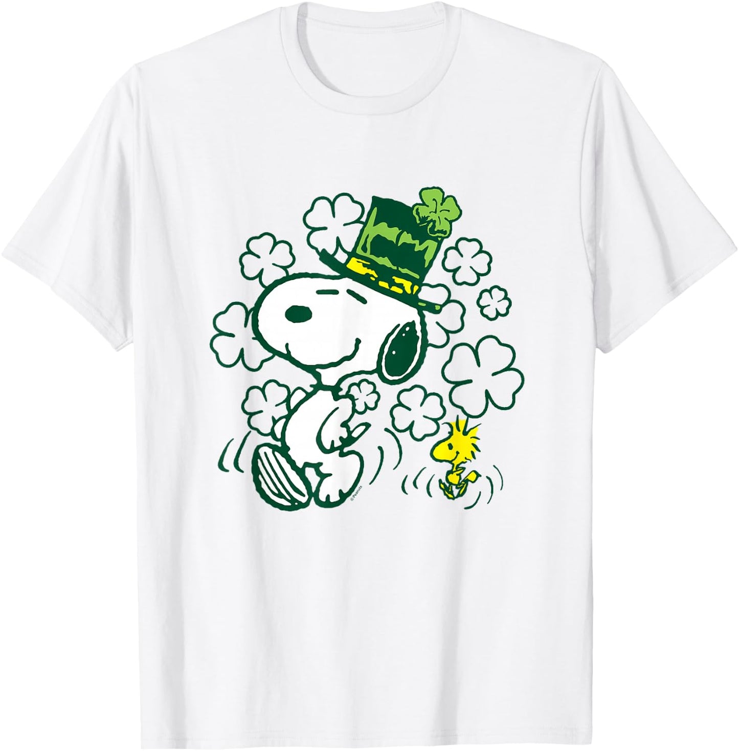 Peanuts - Snoopy and Woodstock St. Paddy's Day Clovers T-Shirt - T-Shirt | White
