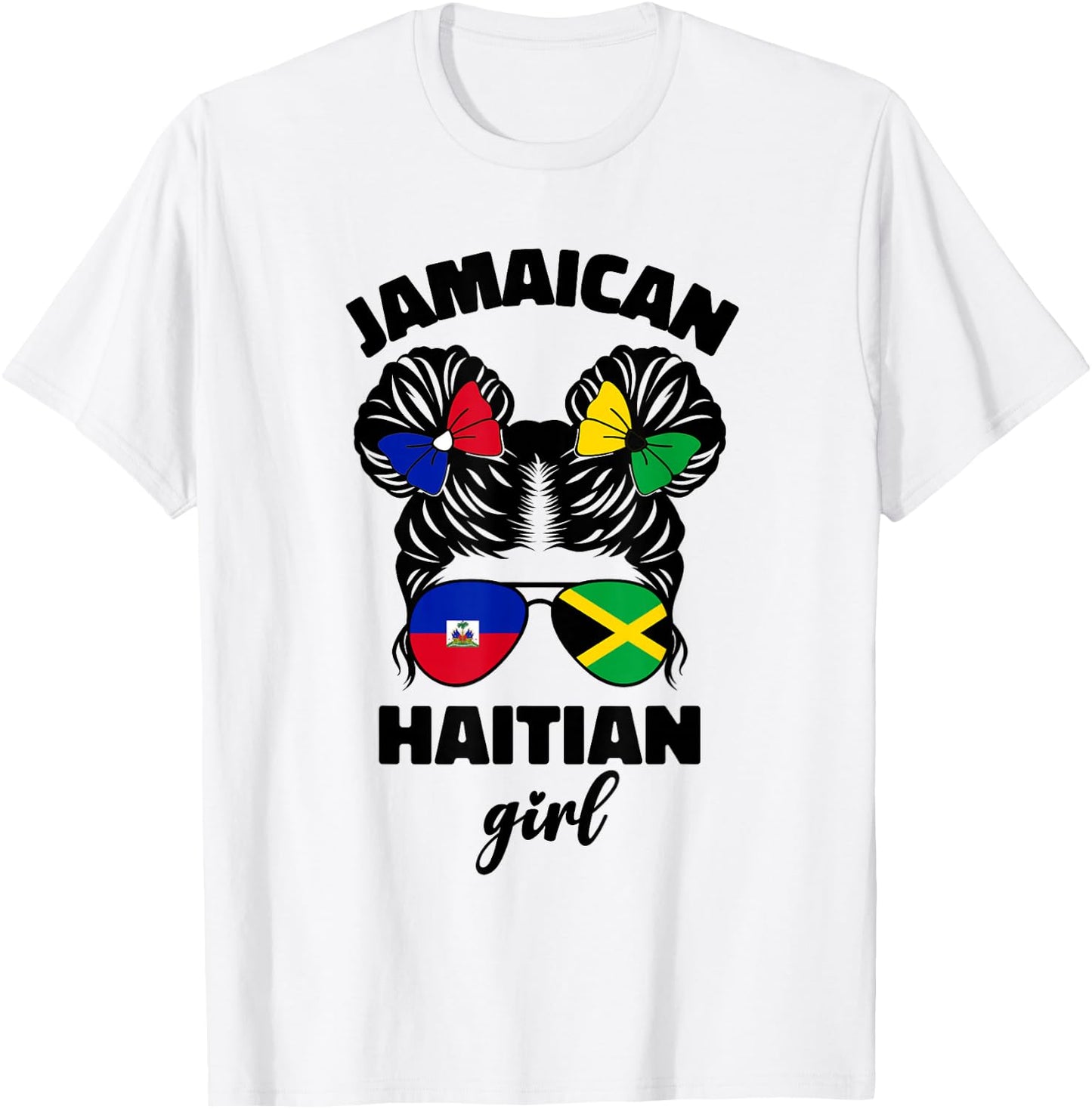 Half Jamaican Haitian Jamaica Flag Haiti Ayiti Kids Girls T-Shirt - T-Shirt | White