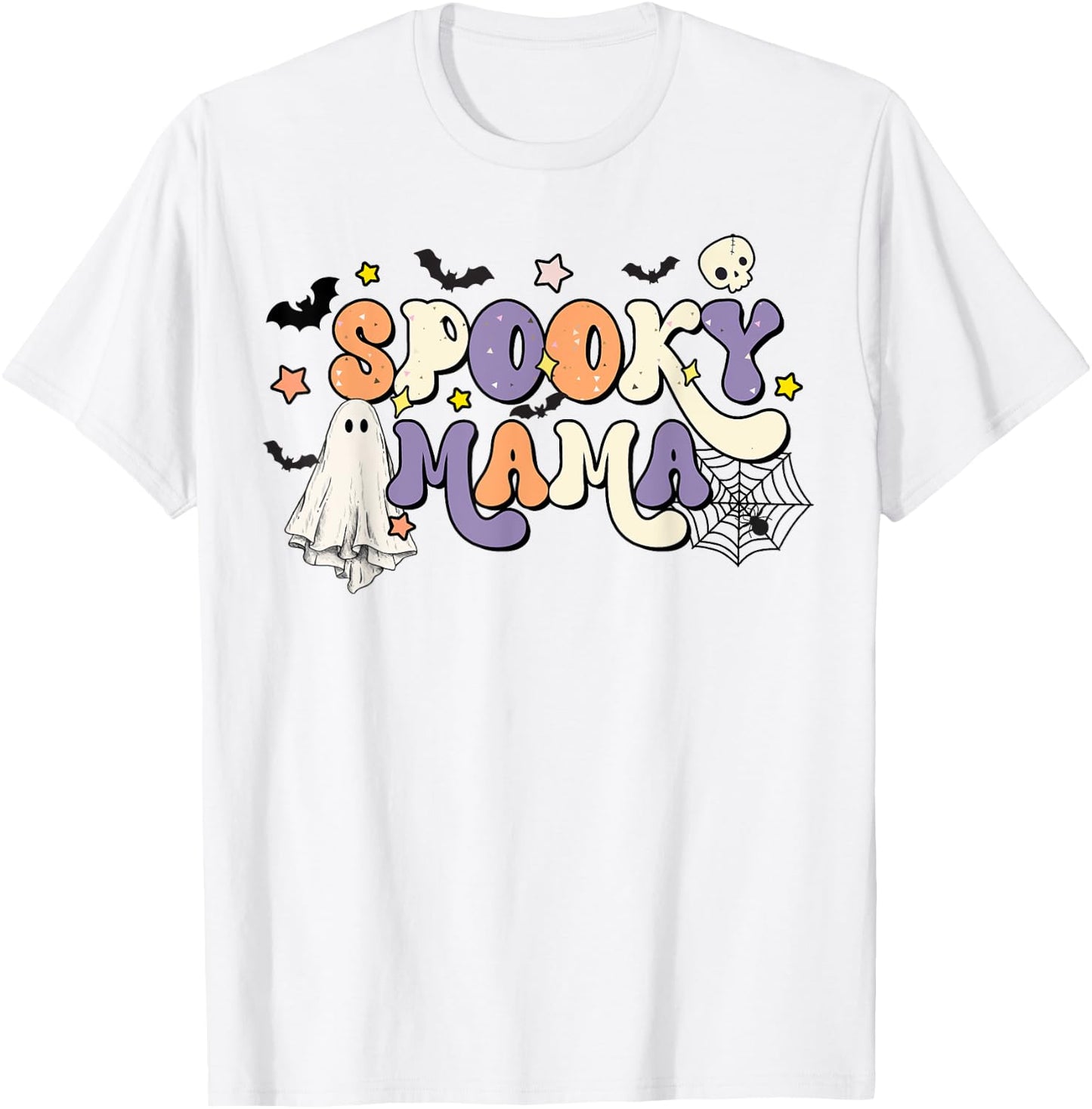 Spooky Mama, Groovy, Cute Matching Mama and Mini Halloween T-Shirt - T-Shirt | White