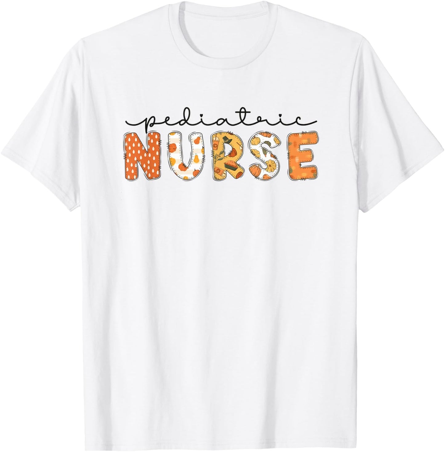Fall Pediatric Nurse Thanksgiving Thankful PEDS Nurse Crew T-Shirt - T-Shirt | White