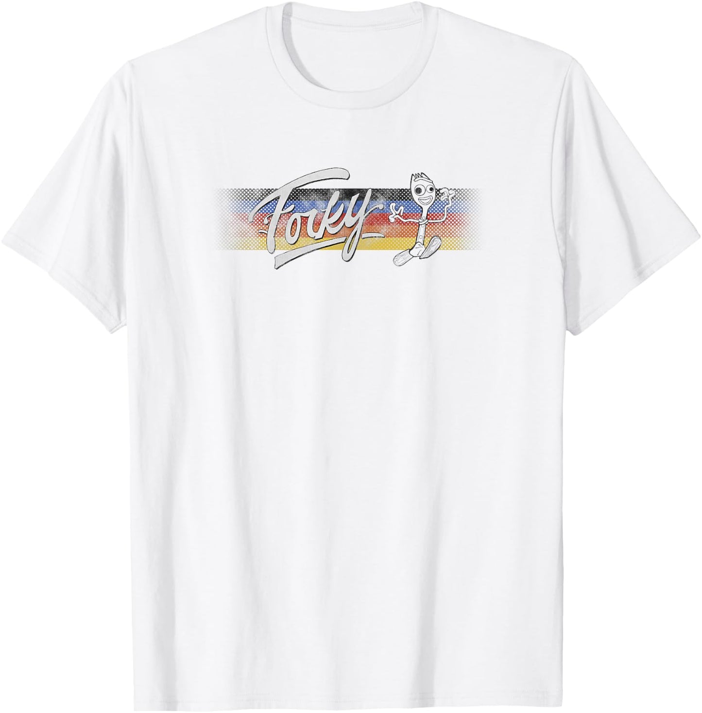 Disney Toy Story 4 Forky Rainbow Stripe Run T-Shirt - T-Shirt | White