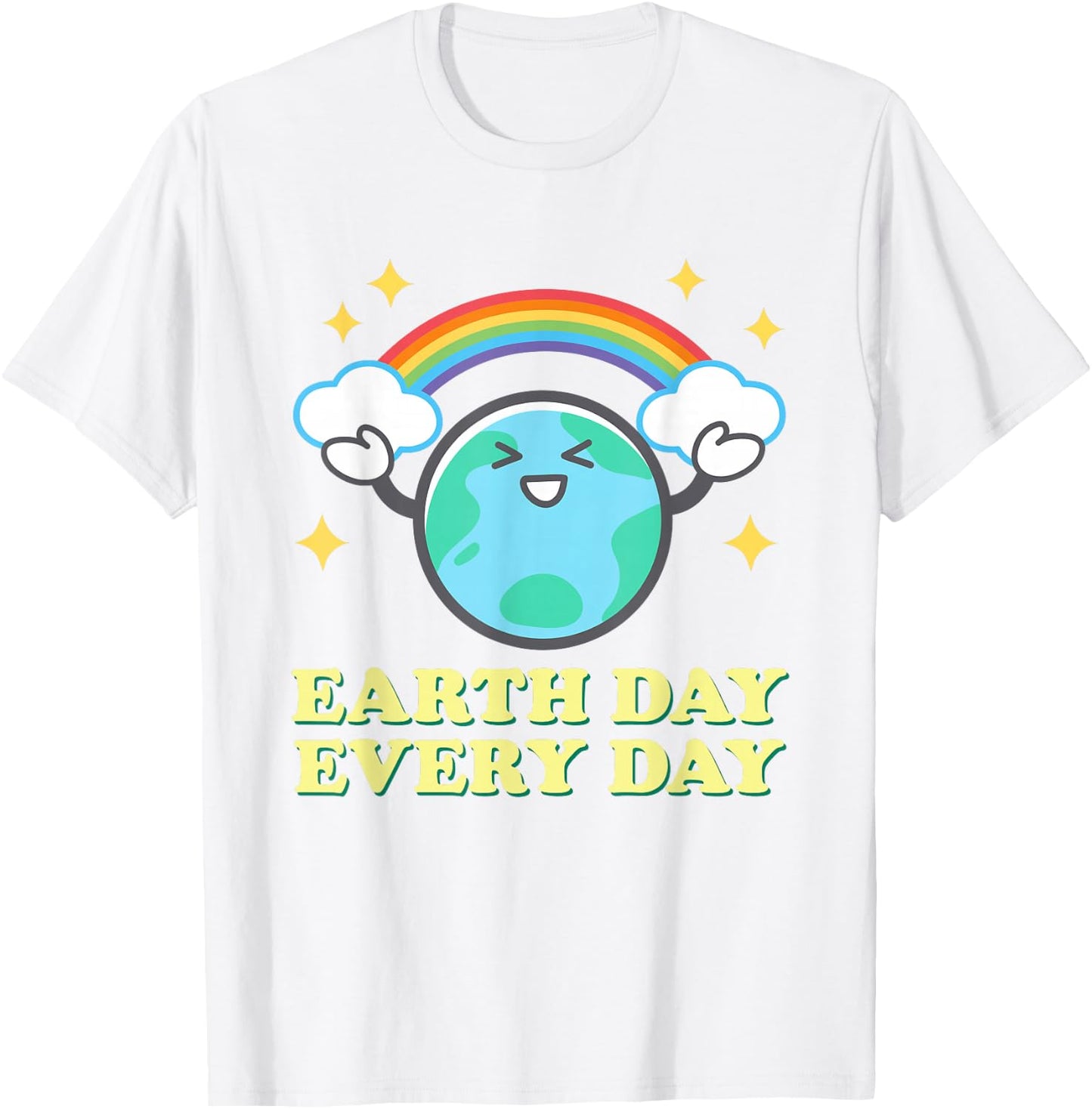 Earth Day Every Day Rainbow Globe Save the Planet Men Women T-Shirt - T-Shirt | White