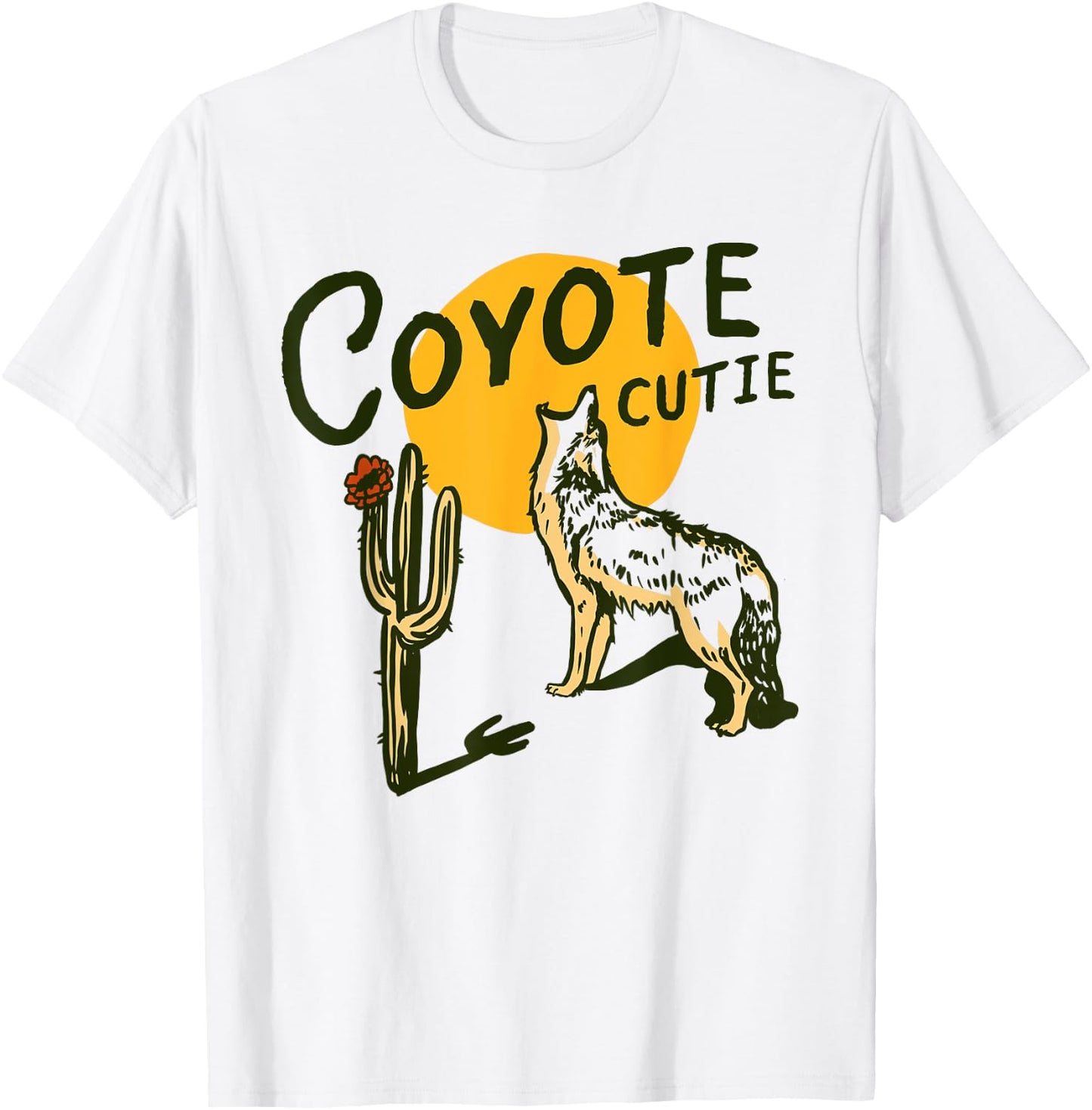 Coyote Cutie: Cute, Adorable Howl At The Moon Wolf Animal T-Shirt - T-Shirt | White