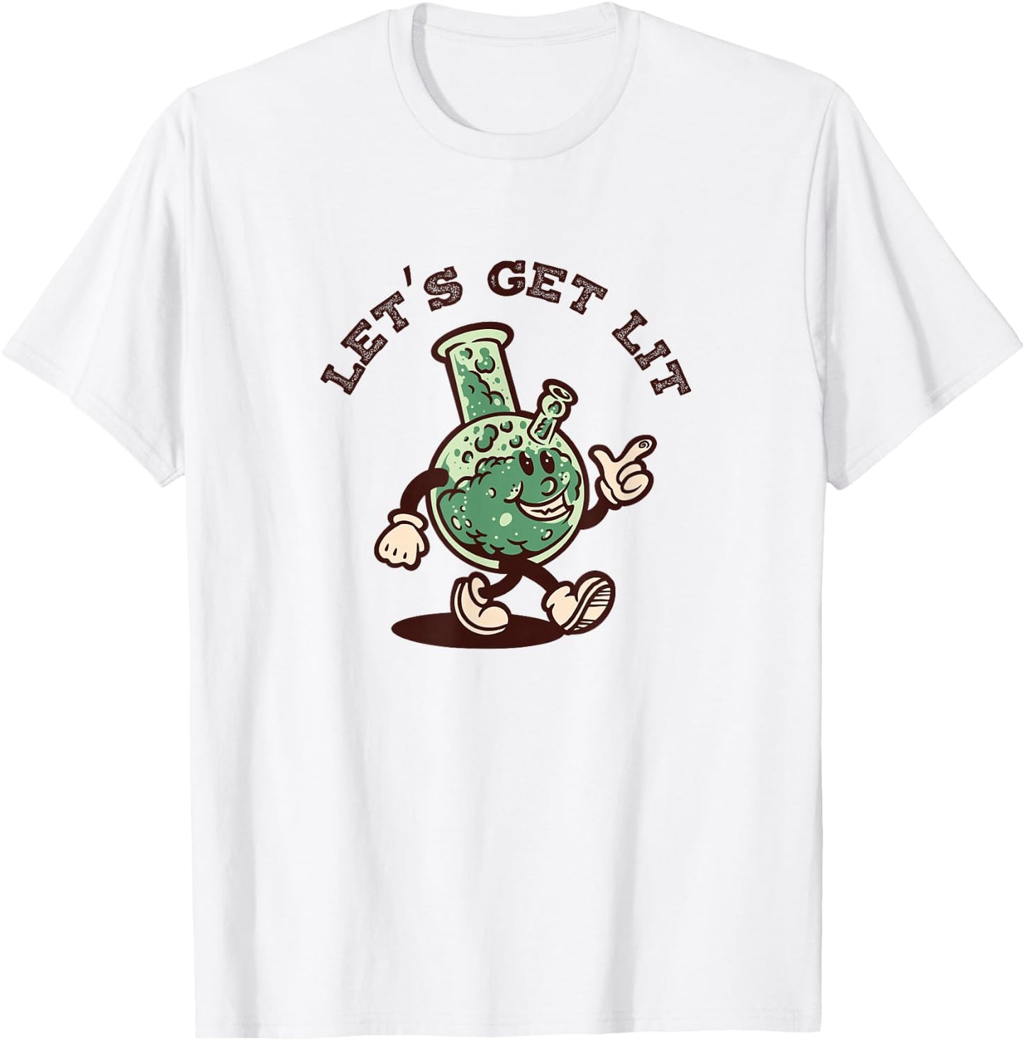 Let's Get Lit - Retro Vintage Cartoon Bong T-Shirt - T-Shirt | White