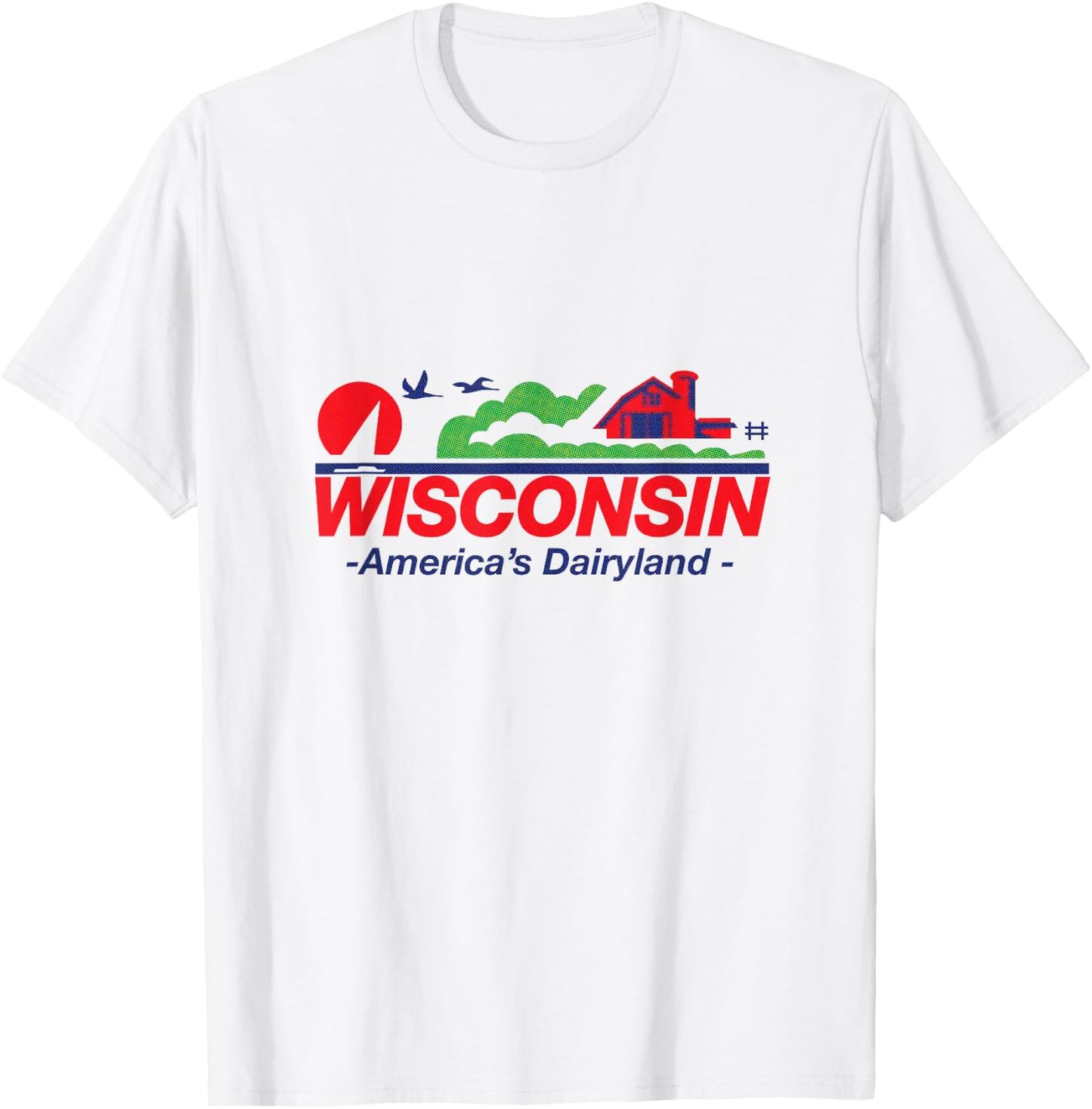 Wisconsin License Plate America's Dairyland Halftone Retro T-Shirt - T-Shirt | White