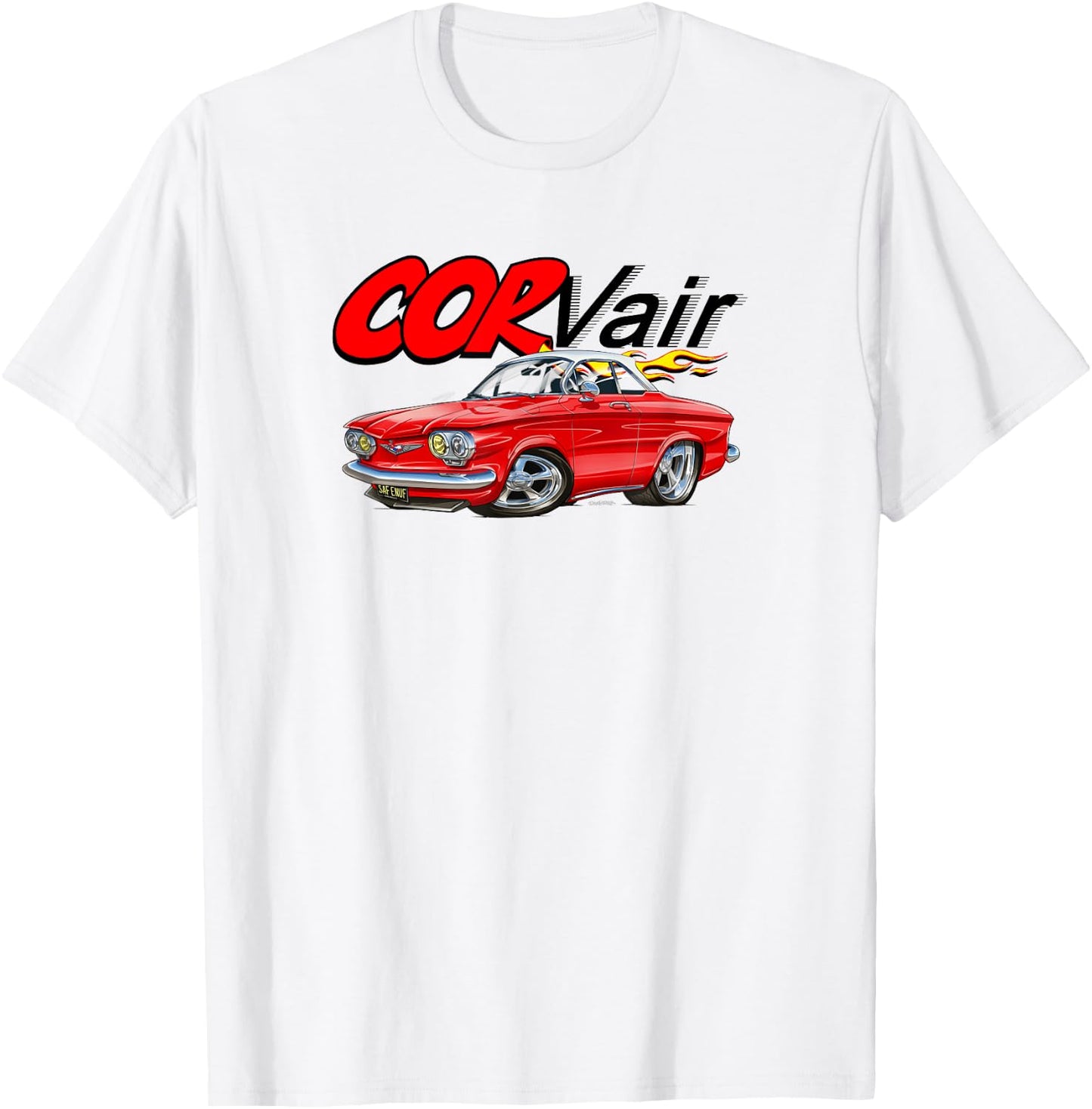 Corvair Cartoon 1960 Monza Coupe Drawing T-Shirt - T-Shirt | White