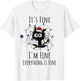 I'm Fine Everything Is Fine Cute Cat Christmas Lights Xmas T-Shirt - T-Shirt | White