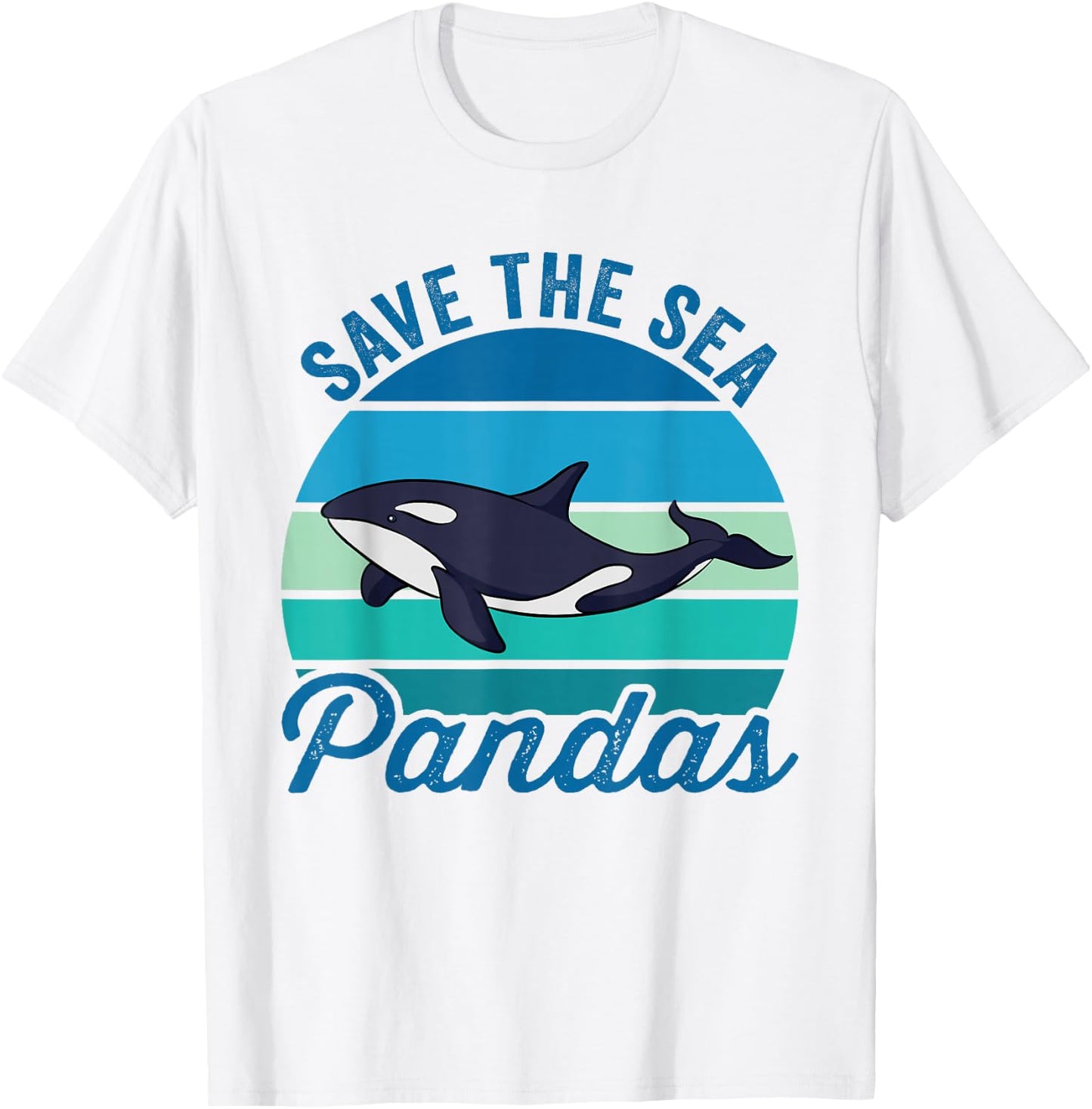 Save The Sea Pandas Cute Vintage Orca Whale T-Shirt - T-Shirt | White