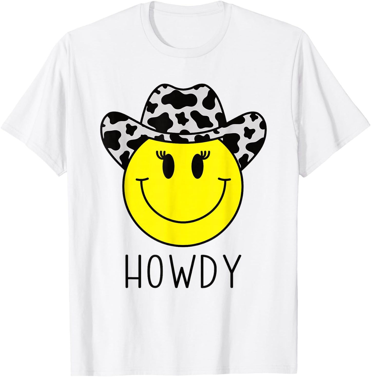 Cute Howdy Western Yellow Happy Smiling Smile Face Cowgirl T-Shirt - T-Shirt | White