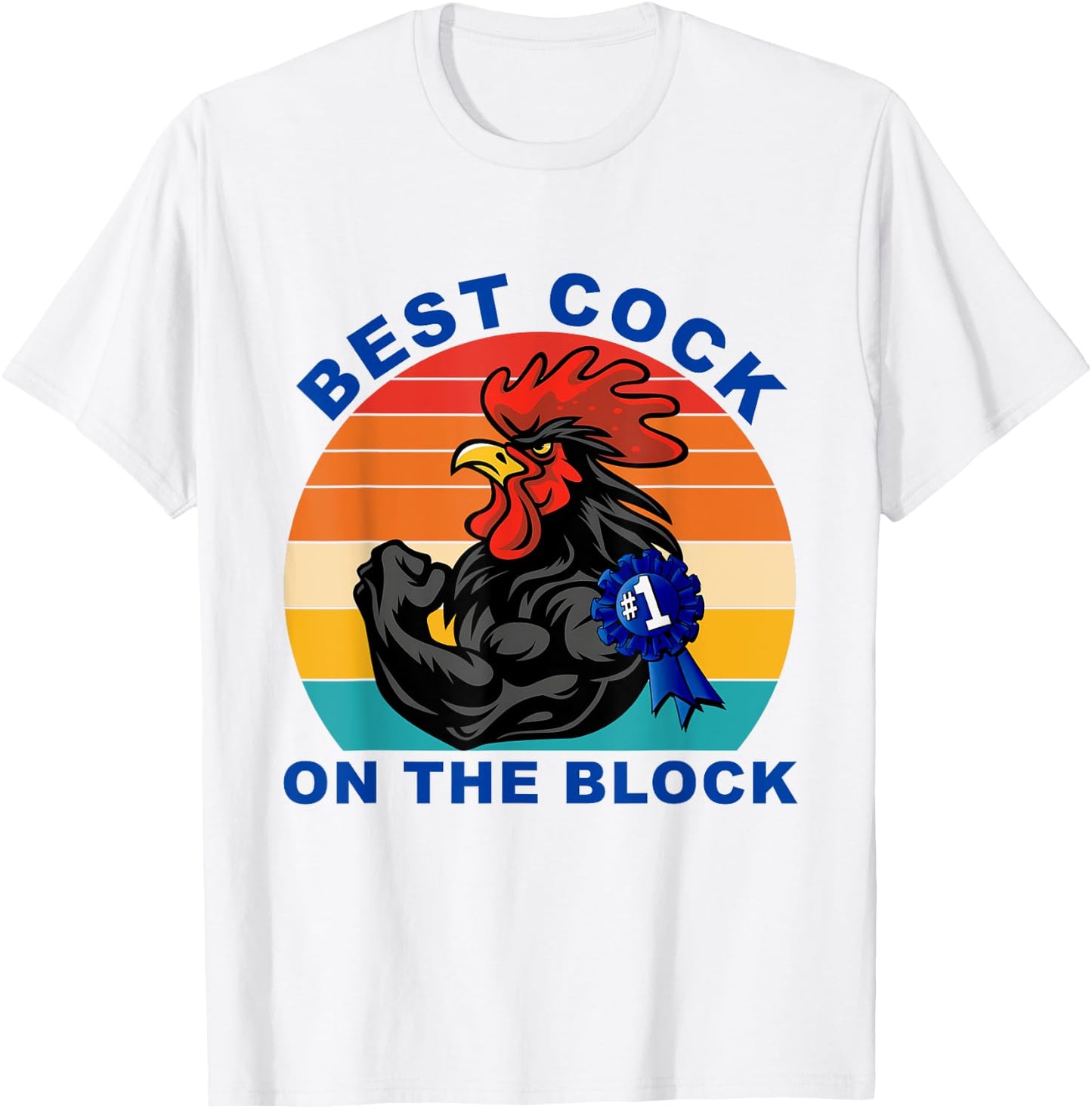 Best Cock On The Block Chicken Vintage Quote T-Shirt - T-Shirt | White