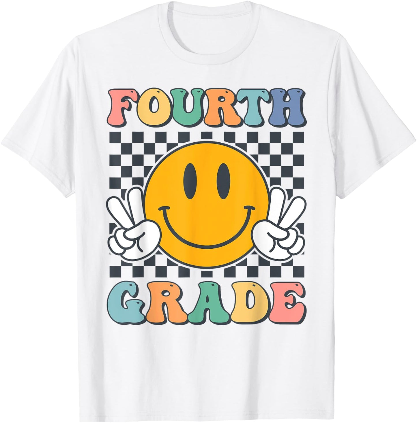 Fourth Grade Team Teachers Boys Girls Retro Smile 4th Grade T-Shirt - T-Shirt | White